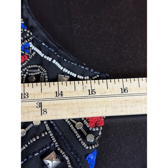 Parker Covina Beaded Mini Dress Black Red Blue XS Cut Out Sleeveless Back Zip - Picture 7 of 15